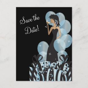 Classy Diva Girl's Party Save the date Blauw Aankondigingskaart