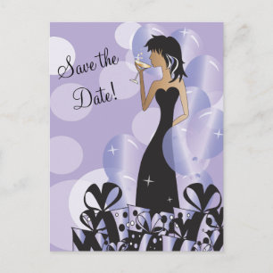 Classy Diva Meisjesfeest Save the Date Paars Aankondigingskaart