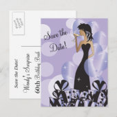 Classy Diva Meisjesfeest | Save the Date | Paars Aankondigingskaart (Voorkant / Achterkant)