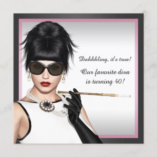 Classy Diva Pink en Black Birthday Kaart