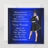 Classy Diva Royal Blue verjaardagsfeest Kaart (Achterkant)