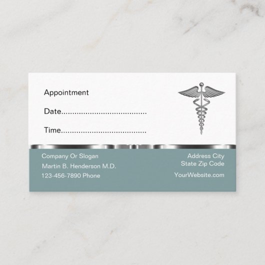 Classy Doctor Appointment Caduceus Visitekaartjes Afsprakenkaartje (Voorkant)