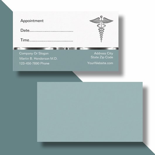 Classy Doctor Appointment Caduceus Visitekaartjes Afsprakenkaartje