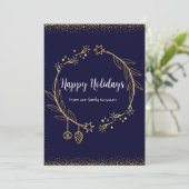 Classy donkerblauw en gouden kerstkaart (Staand voorkant)