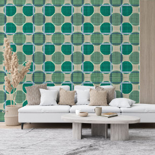 Classy Donkergroen Blauw Beige grijs geruite patro Behang