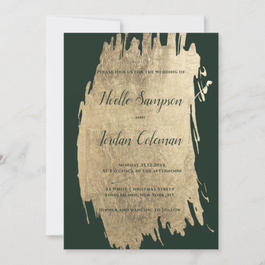 Classy donkergroen goud borstel streken chique bru kaart (Voorkant)