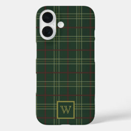 Classy donkergroen plaid iPhone 16 hoesje