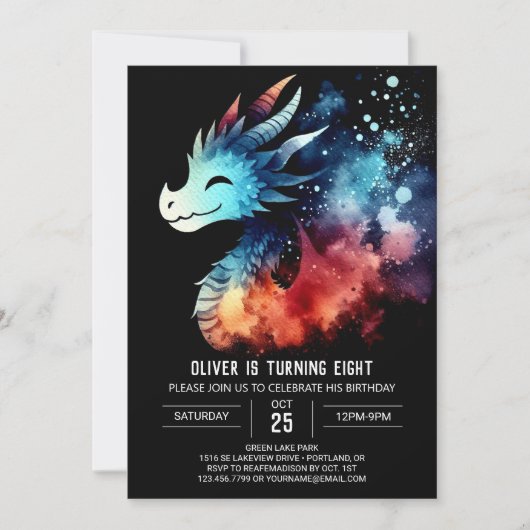 Classy Dragon Birthday Digitaal Kaart (Voorkant)