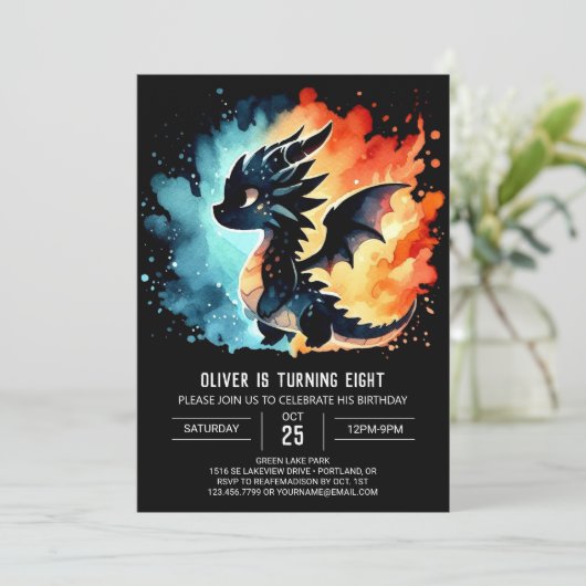 Classy Dragon Birthday  Kaart (Staand voorkant)