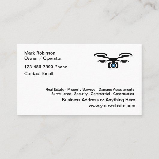 Classy drone oog in sky service visitekaartje (Achterkant)