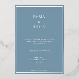 Classy Dusty Blue folie Invitation Uitnodiging