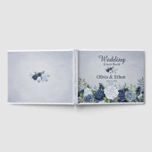 Classy Dusty Blue Waterverf Bloemen Gastenboek (Volledig)
