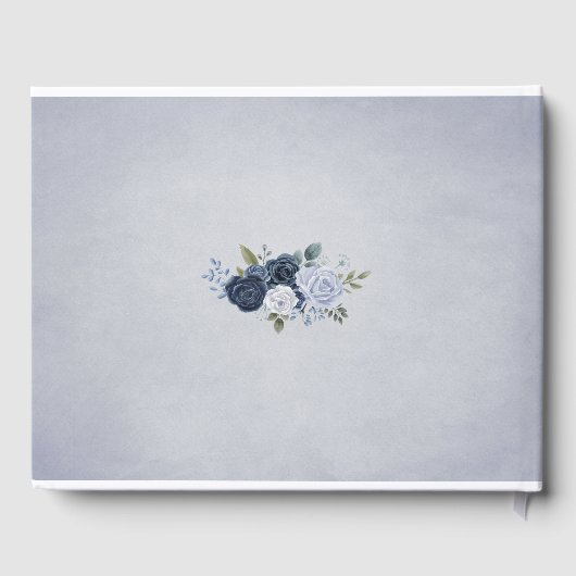 Classy Dusty Blue Waterverf Bloemen Gastenboek (Achterkant)