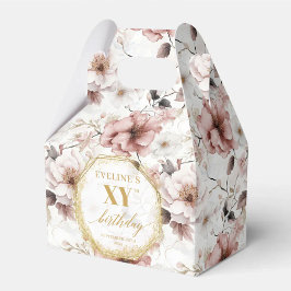 Classy Dusty Pink Floral Gold Birthday Favoriet Bo Bedankdoosjes