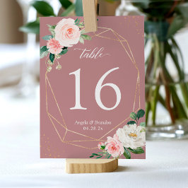 Classy Dusty Roos Blush Floral Geometric Wedding Kaart