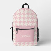 Classy Dusty Roos Blush Pink Houndstooth Pattern Bedrukte Rugzak (Voorkant)