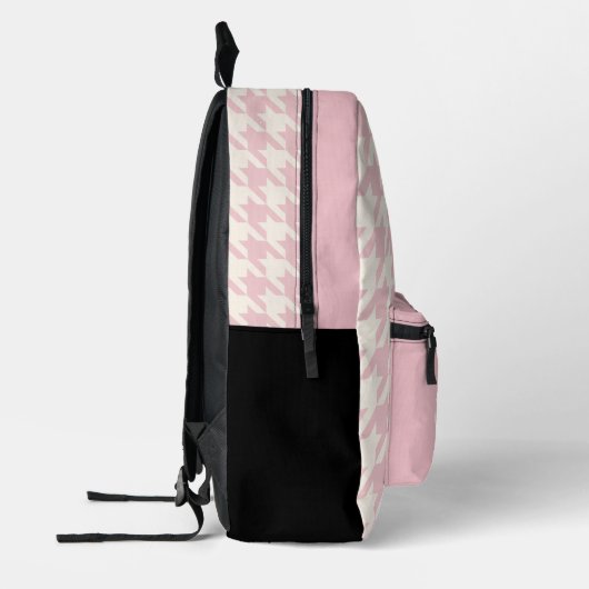 Classy Dusty Roos Blush Pink Houndstooth Pattern Bedrukte Rugzak (Links)
