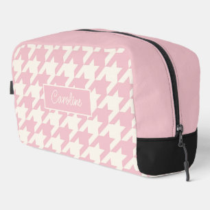 Classy Dusty Roos Blush Pink Houndstooth Pattern Toilettasje