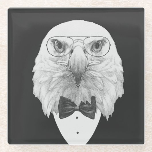 Classy Eagle Portrait Glazen Onderzetter (Voorkant)