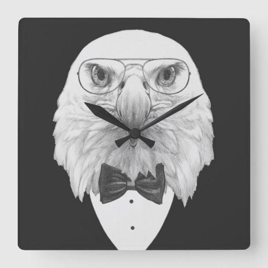 Classy Eagle Portrait Vierkante Klok (Voorkant)