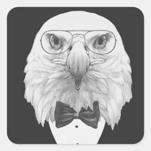 Classy Eagle Portrait Vierkante Sticker (Voorkant)