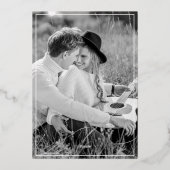 Classy Earth Tone Blauw Goud Lijst Foto Folie Uitnodiging (Achterkant)