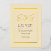 Classy Earth Tone Citroen Geel Goud Lijst Foto Folie Uitnodiging (Voorkant)