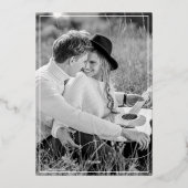 Classy Earth Tone Sage Groen Goud Lijst Foto Folie Uitnodiging (Achterkant)