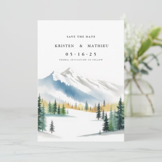 Classy Editable Mountain Save The Date (Staand voorkant)