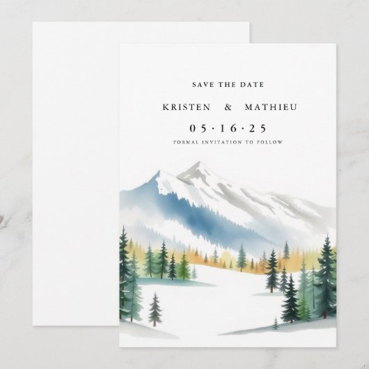 Classy Editable Mountain Save The Date (Voorkant / Achterkant)