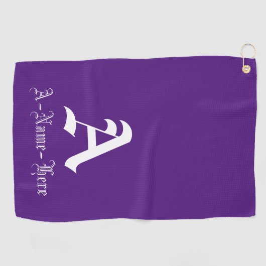 Classy Editable Name en Initiaal Golf Towel Golfhanddoek (Horizontaal)