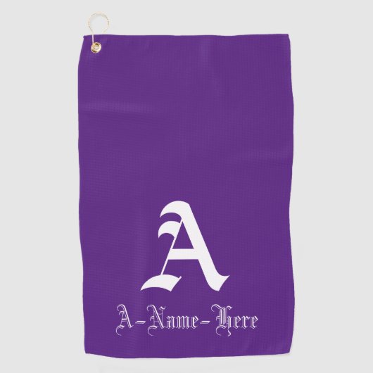 Classy Editable Name en Initiaal Golf Towel Golfhanddoek (Voorkant)