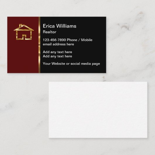 Classy Editable Real Estate Visitekaartjes (Voorkant / Achterkant)