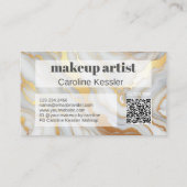 Classy Eenvoudig Grijs Wit Goud Marmeren Kunstpatr Visitekaartje (Achterkant)