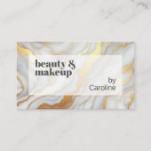 Classy Eenvoudig Grijs Wit Goud Marmeren Kunstpatr Visitekaartje (Voorkant)