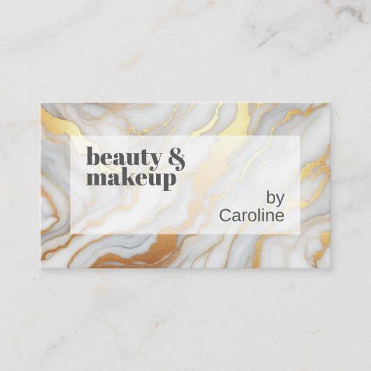 Classy Eenvoudig Grijs Wit Goud Marmeren Kunstpatr Visitekaartje (Voorkant)