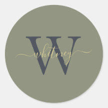 Classy Eenvoudig Monogram Naam & Initiaal Olijfgro