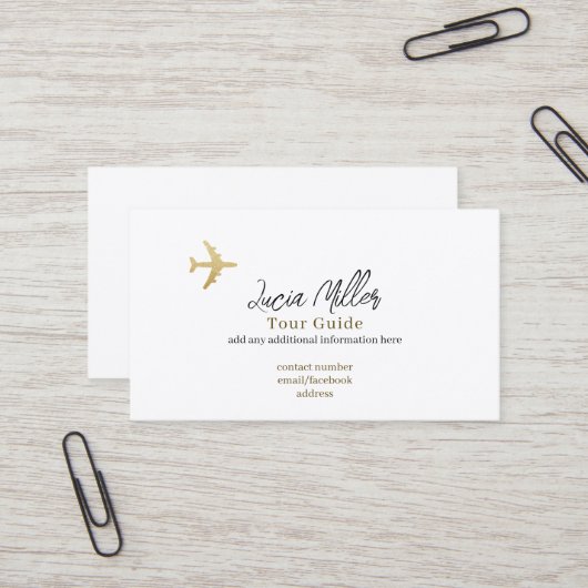 Classy Eenvoudig Visitekaartje voor een Tour Guide (Voorkant / Achterkant in situ)