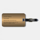 Classy Eenvoudig Zwart Brons Goud Staal Metallic Bagagelabel (Achterkant horizontaal)