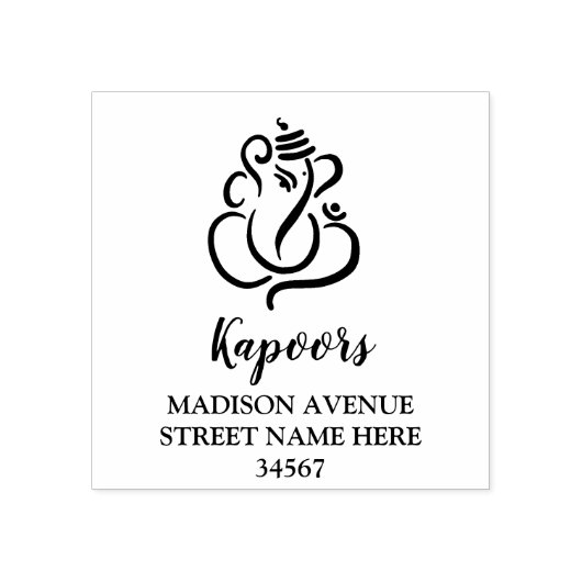 Classy Eenvoudige Ganesha/Indiase God Bruiloft Rub Rubberstempel (Afrduk)