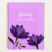 Classy eenvoudige paarse bloemen elegant aanpasbaa planner (Voorkant)