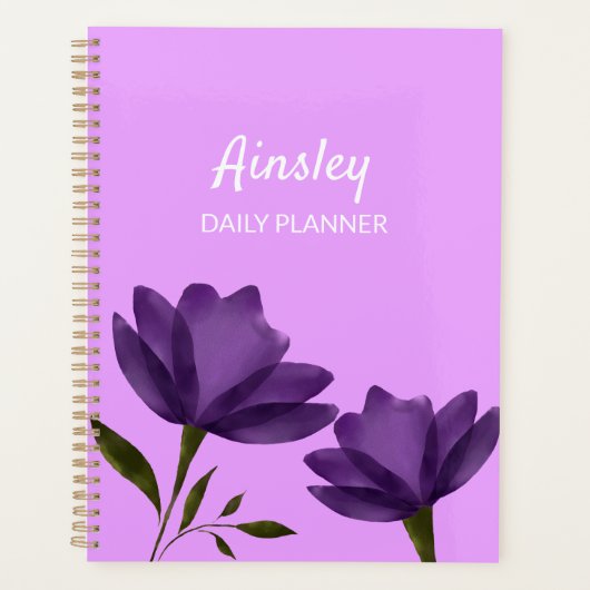 Classy eenvoudige paarse bloemen elegant aanpasbaa planner (Voorkant)