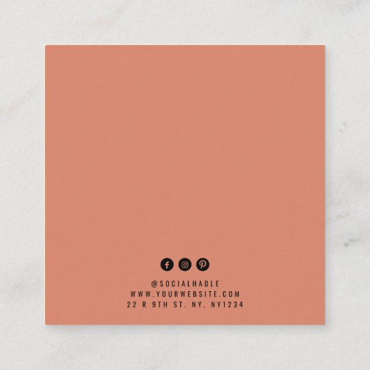 Classy eenvoudige perzik oorbel display vierkante visitekaartje (Achterkant)