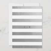 Classy eenvoudige zwart en wit hart zilveren bruil kaart (Achterkant)