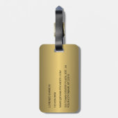 Classy eenvoudige zwart geel goud staal metallic bagagelabel (Achterkant verticaal)