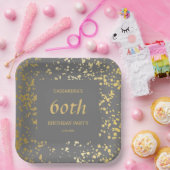 Classy Egypt Gold Sprinkles Grijs Verjaardag Papieren Bordje (Feest)