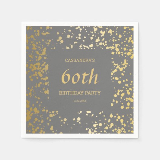 Classy Egypt Gold Sprinkles Grijs Verjaardag Servet (Voorkant)