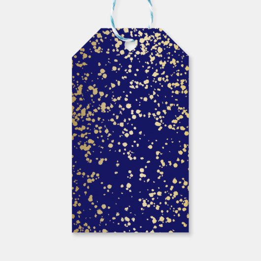 Classy Egypt Gold Sprinkles Navy Blue Verjaardag Cadeaulabel (Achterkant)