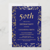 Classy Egypt Gold Sprinkles Navy Blue Verjaardag Kaart (Voorkant)