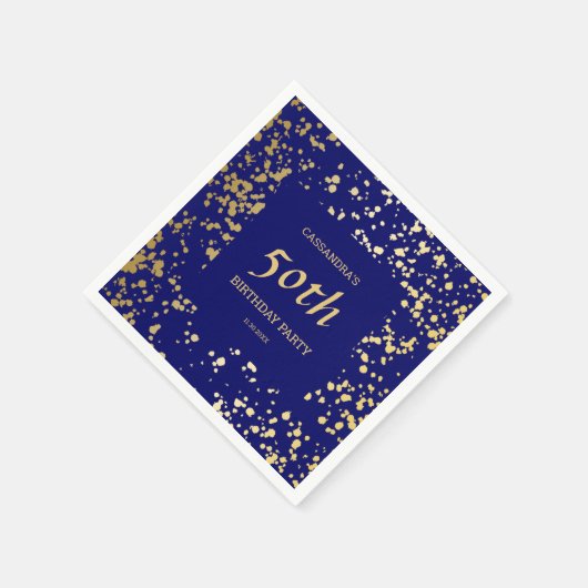 Classy Egypt Gold Sprinkles Navy Blue Verjaardag Servet (Hoek)